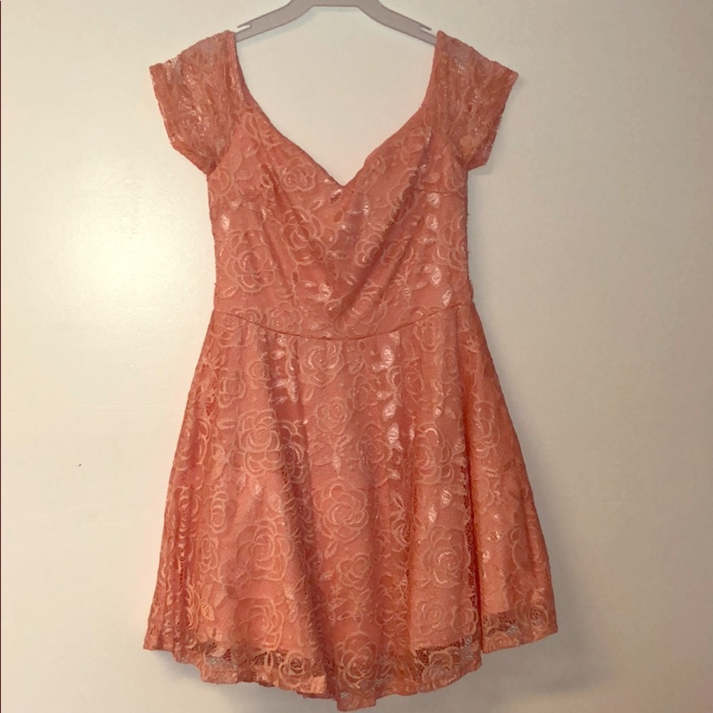 Beautiful off the shoulder lace dress.